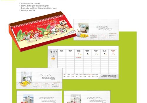 Lịch để bàn đế nhựa